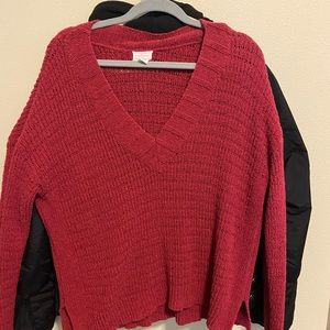 Caslon cranberry red v-neck sweater. XXL.